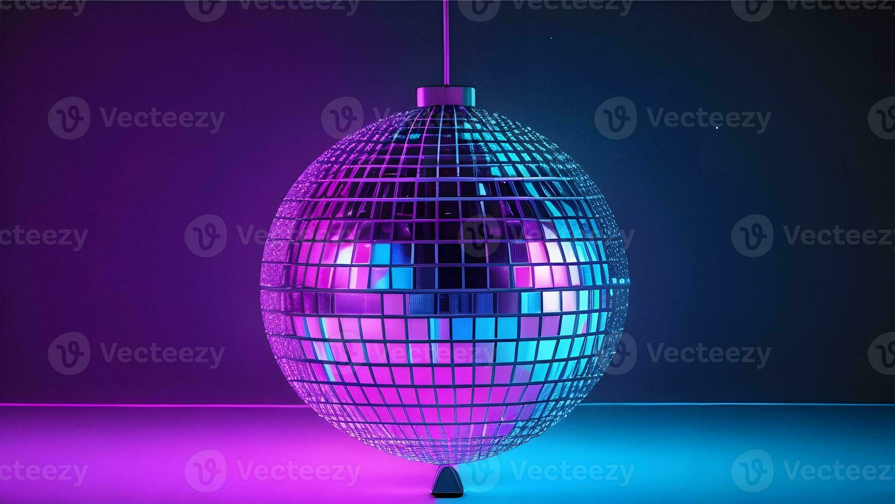 blue pink neon beam vintage disco ball ai generated photo