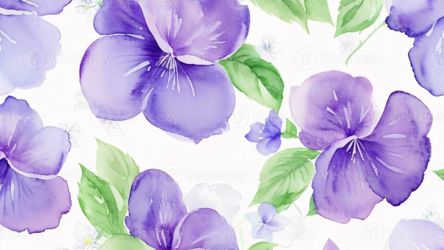 watercolor violets flower seamless pattern ai generated photo