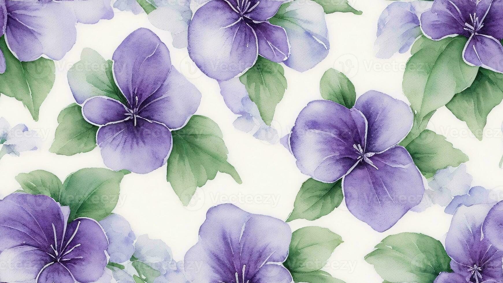 watercolor violets flower seamless pattern ai generated photo