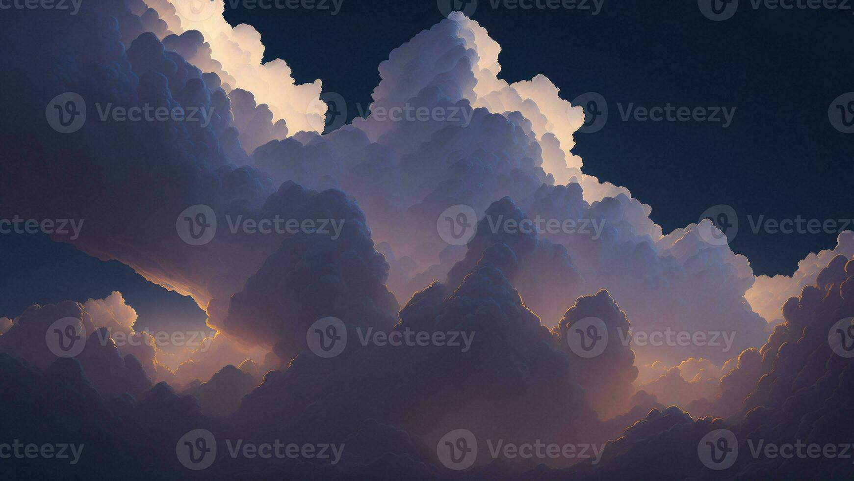 Fantasy cloudscape, Abstract fractal shapes, 3D rendering illustration ai generated photo