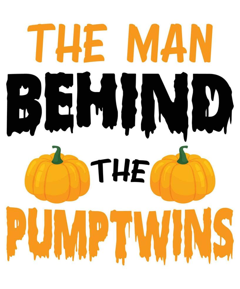 The man behind the pumpkin Halloween t-shirt design vector