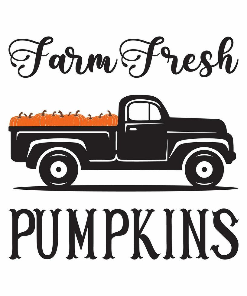 Farm fresh pumpkin fall day t-shirt design vector