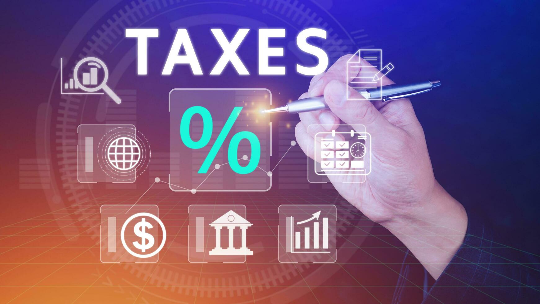 Business using computer to complete Individual income tax return form online for tax payment. Government, state taxes. Data analysis, paperwork, financial research, Calculation tax return. photo