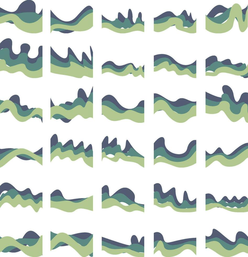 Green Wave Elements Sets Collection vector