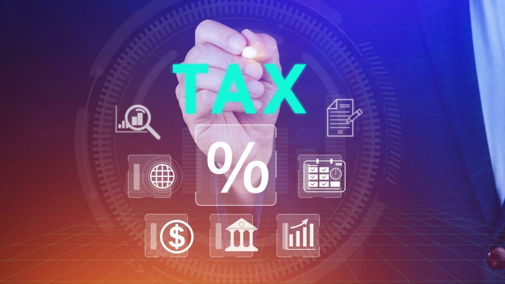 Business using computer to complete Individual income tax return form online for tax payment. Government, state taxes. Data analysis, paperwork, financial research, Calculation tax return. photo
