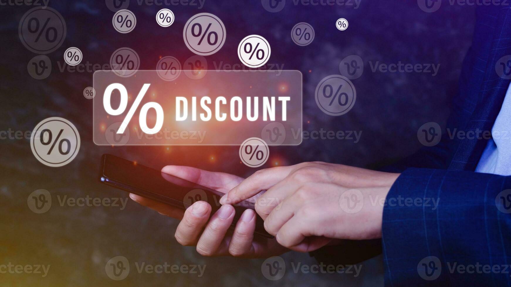 Percentage discount on mobile phones, Discount Percentage concept photo
