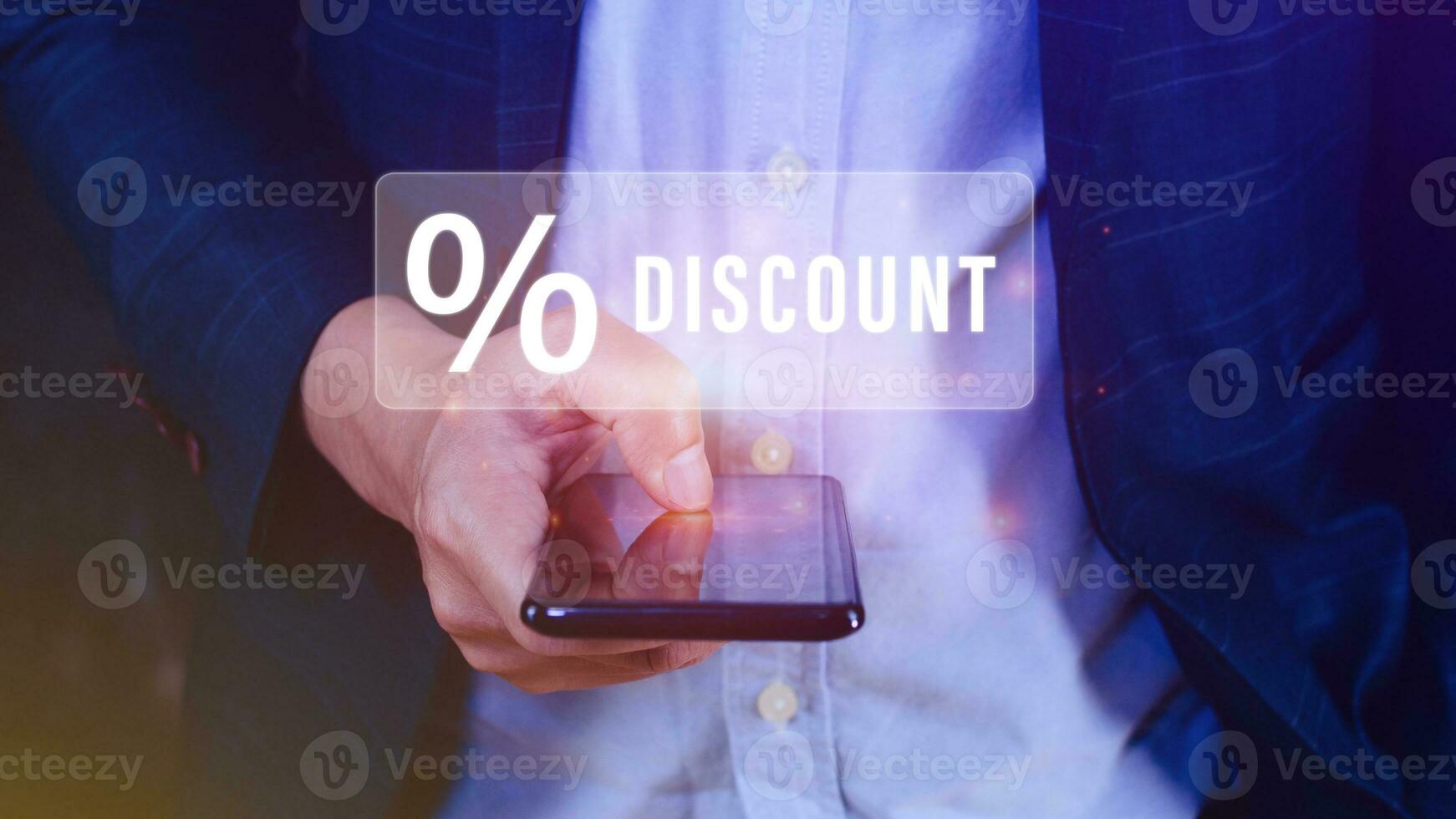 Percentage discount on mobile phones, Discount Percentage concept photo