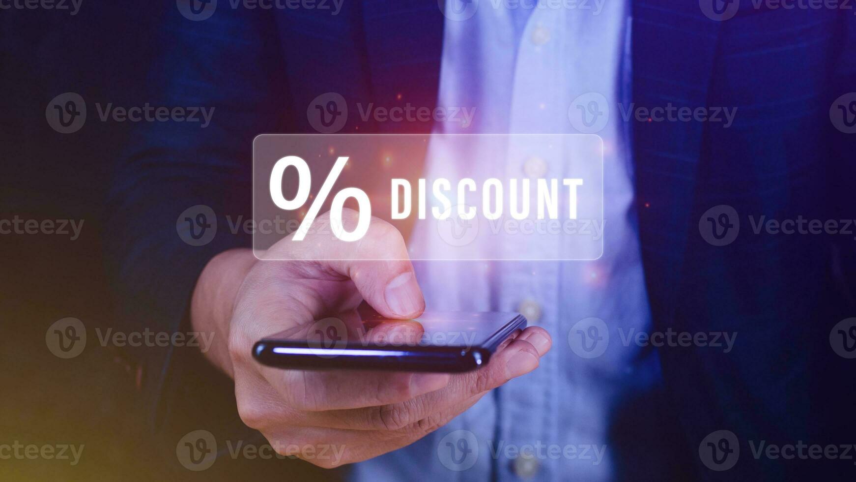 Percentage discount on mobile phones, Discount Percentage concept photo