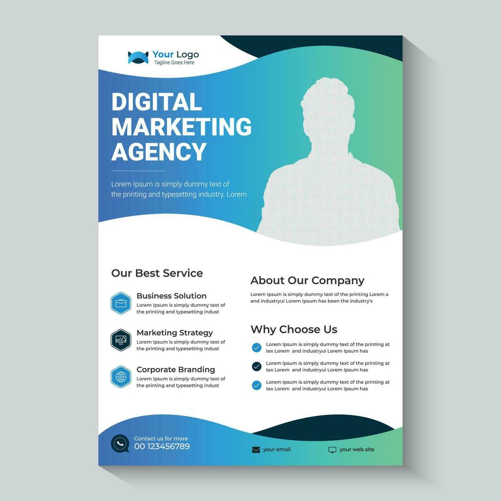 Digital marketing flyer template, marketing brochure template vector