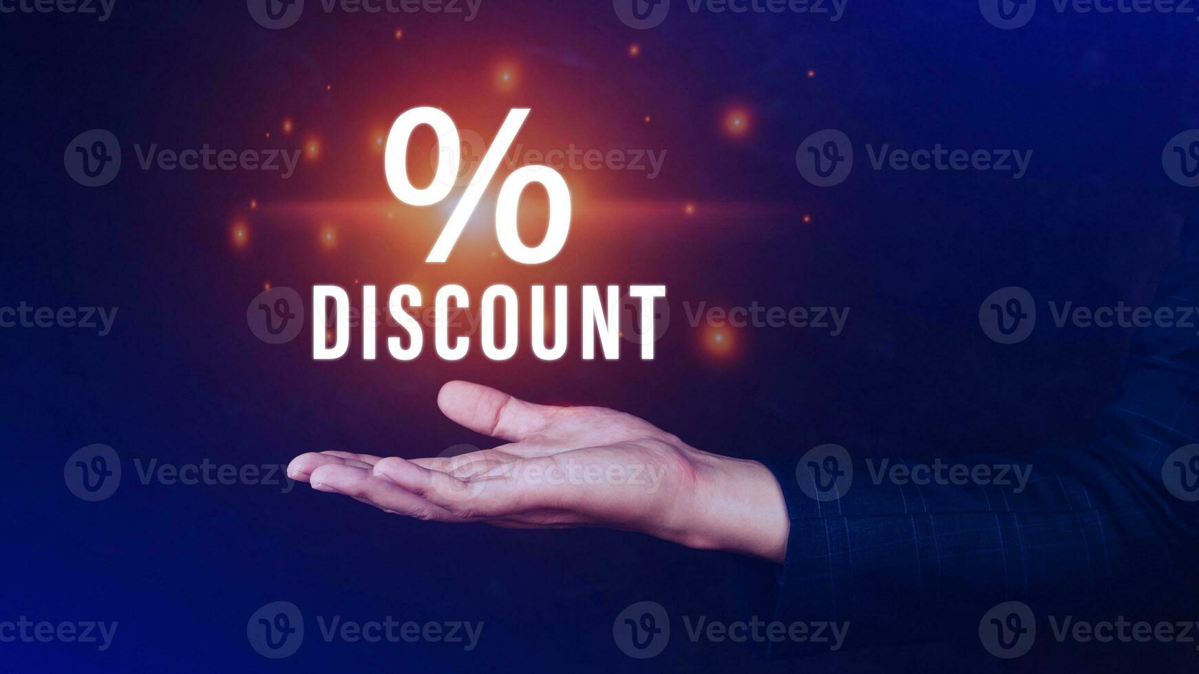 Businessman hand touching virtual percentage icon, Discount Percentage concept. photo