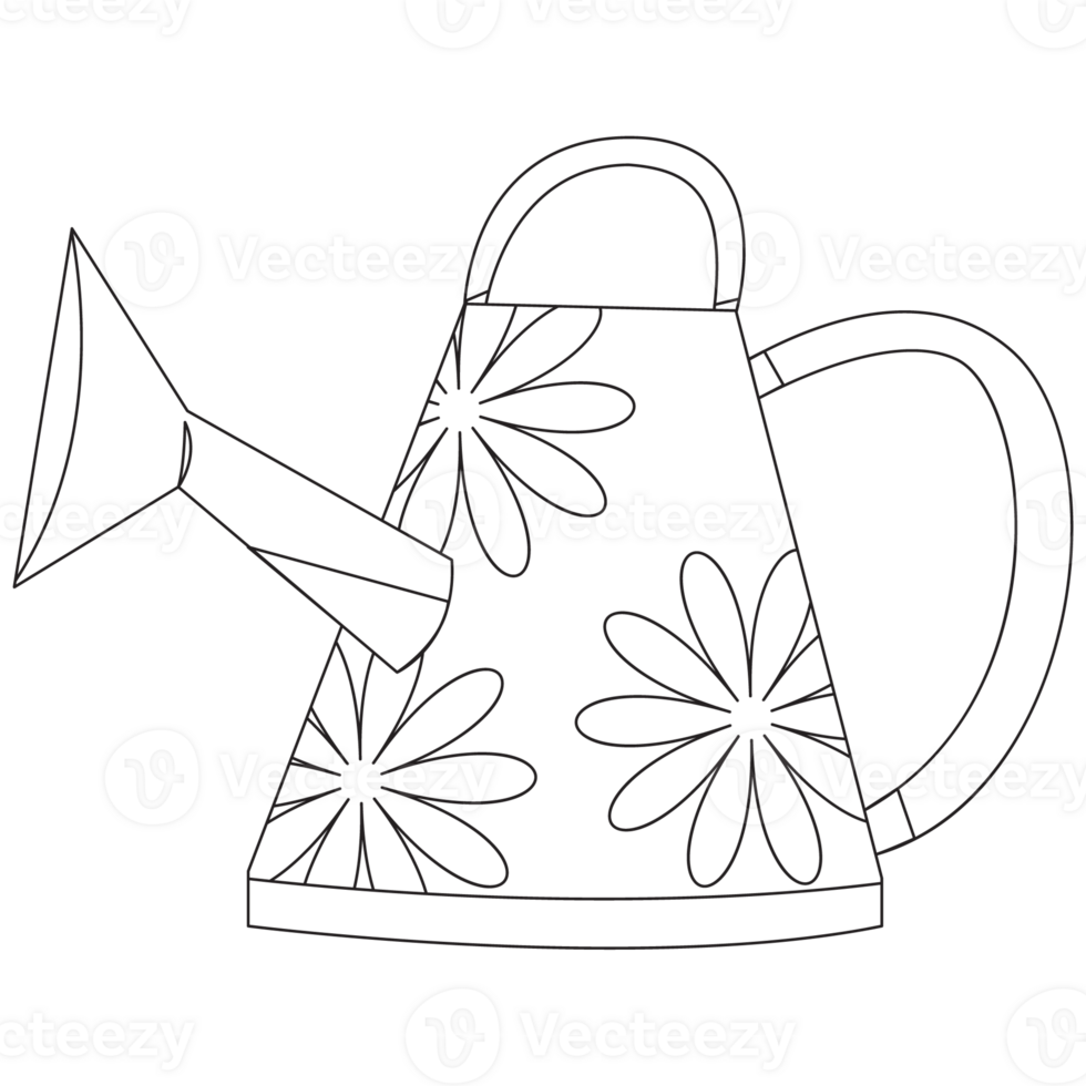 Watering Can Easter Outline 2D Illustrations png