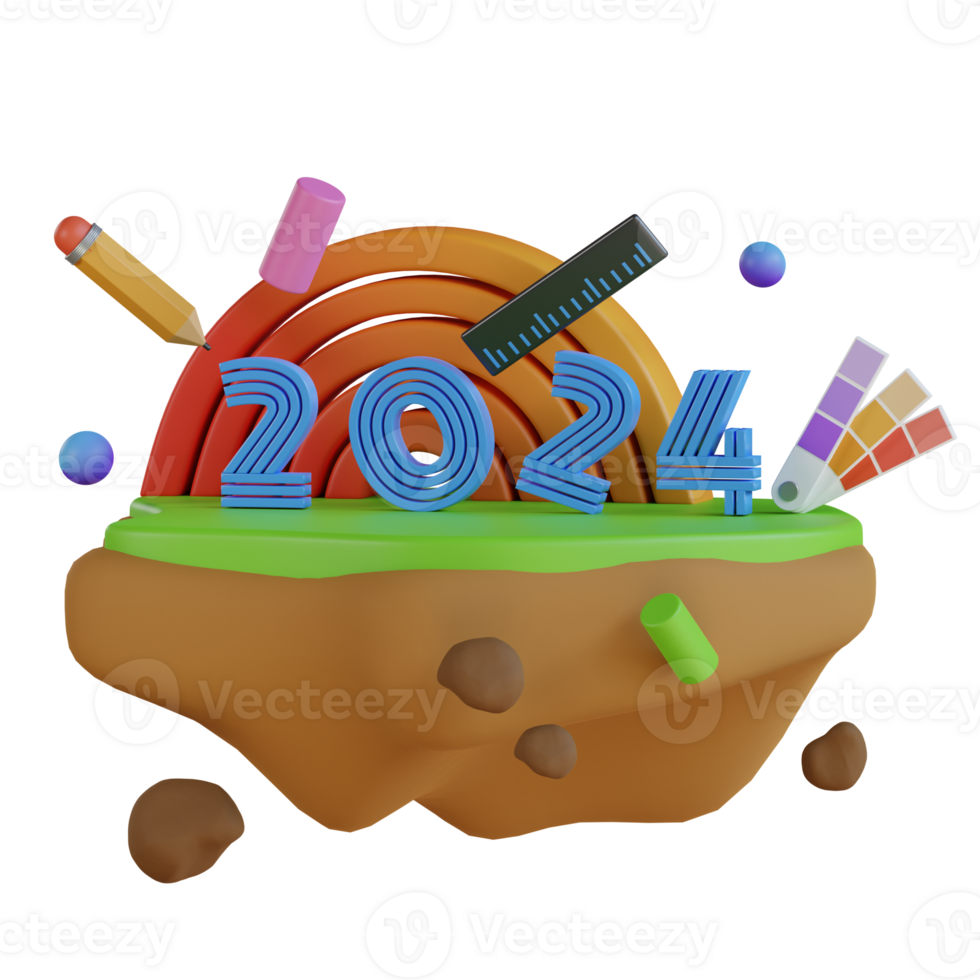 New Years Ground 2024 3D Illustration png