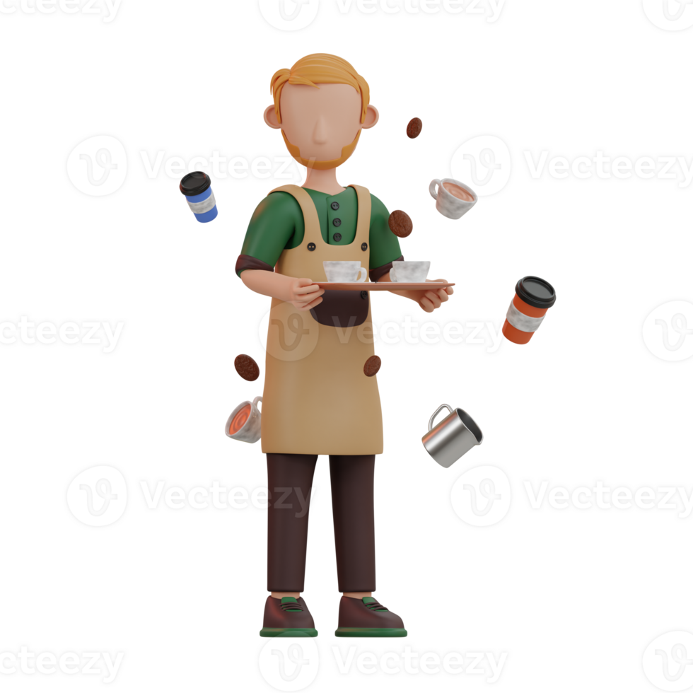 Coffee Shop 4 Character 3D Illustrations png