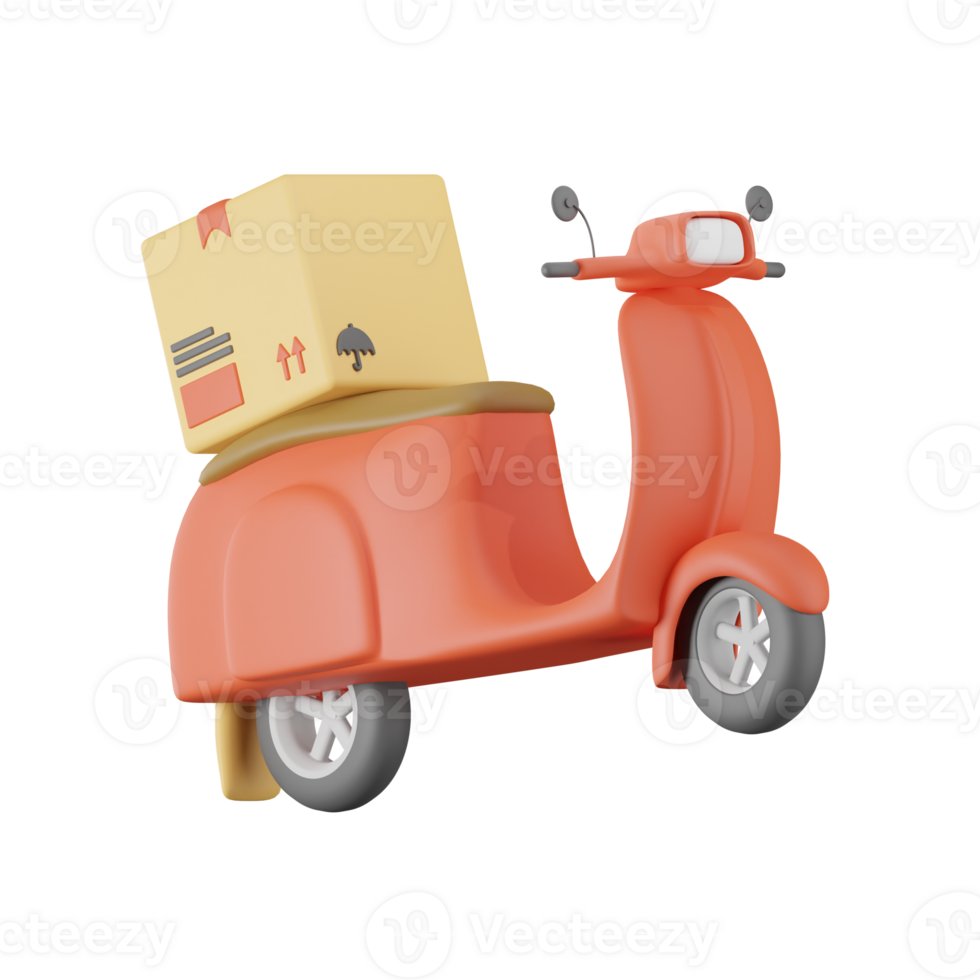 Delivery On Motorcycle Delivey Package 3D Illustrations png