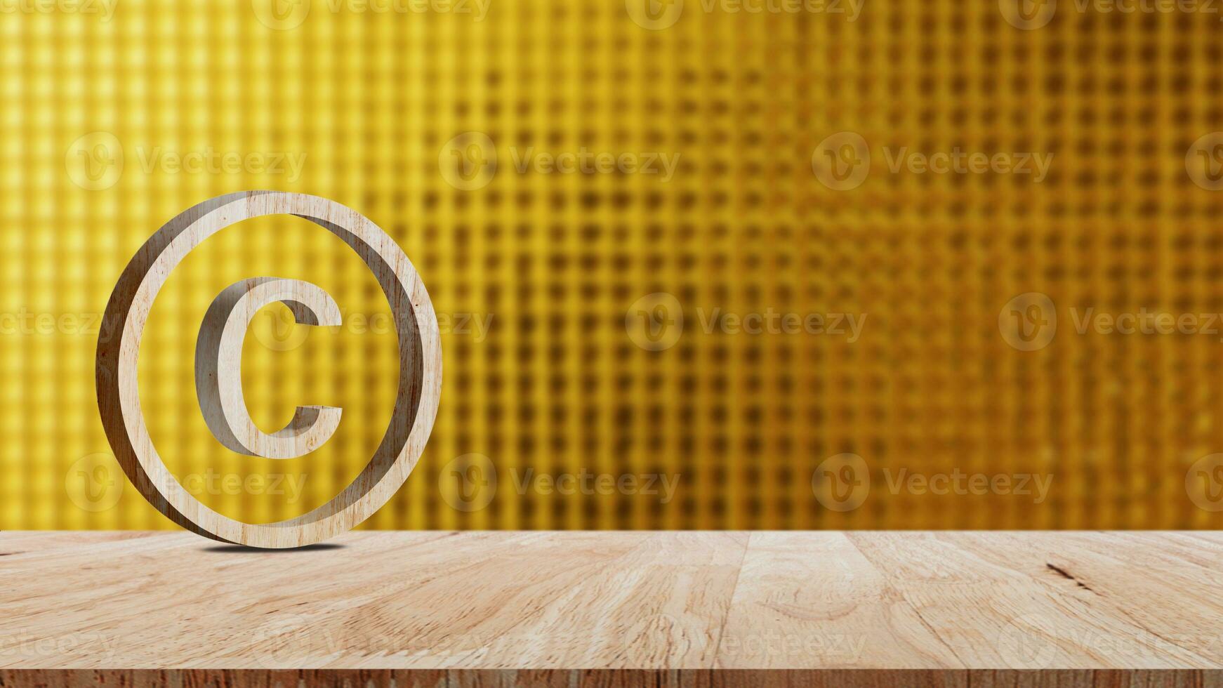 Copyright concept, author rights and patented intellectual property, Copyright Symbol Protection Sign on wooden table. Register Trademark and Logo photo