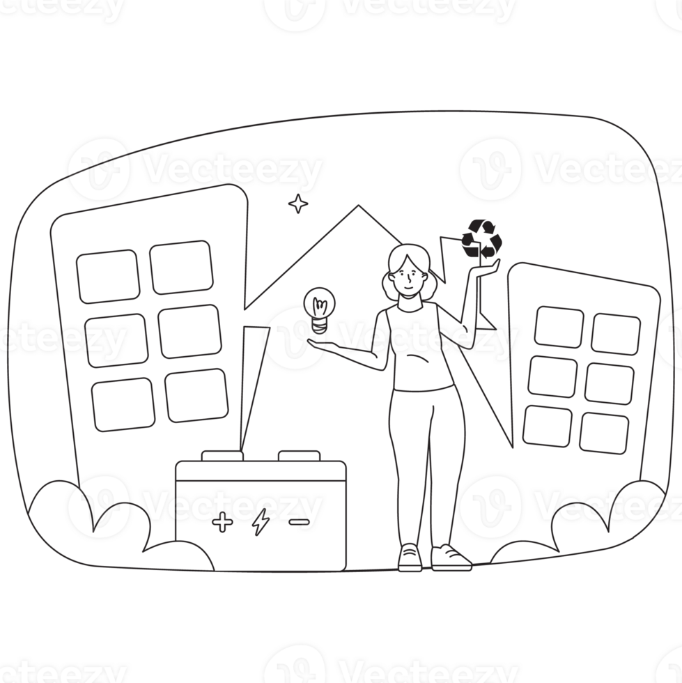 Recycle Energy Save Energy 2D Outline Illustrations png