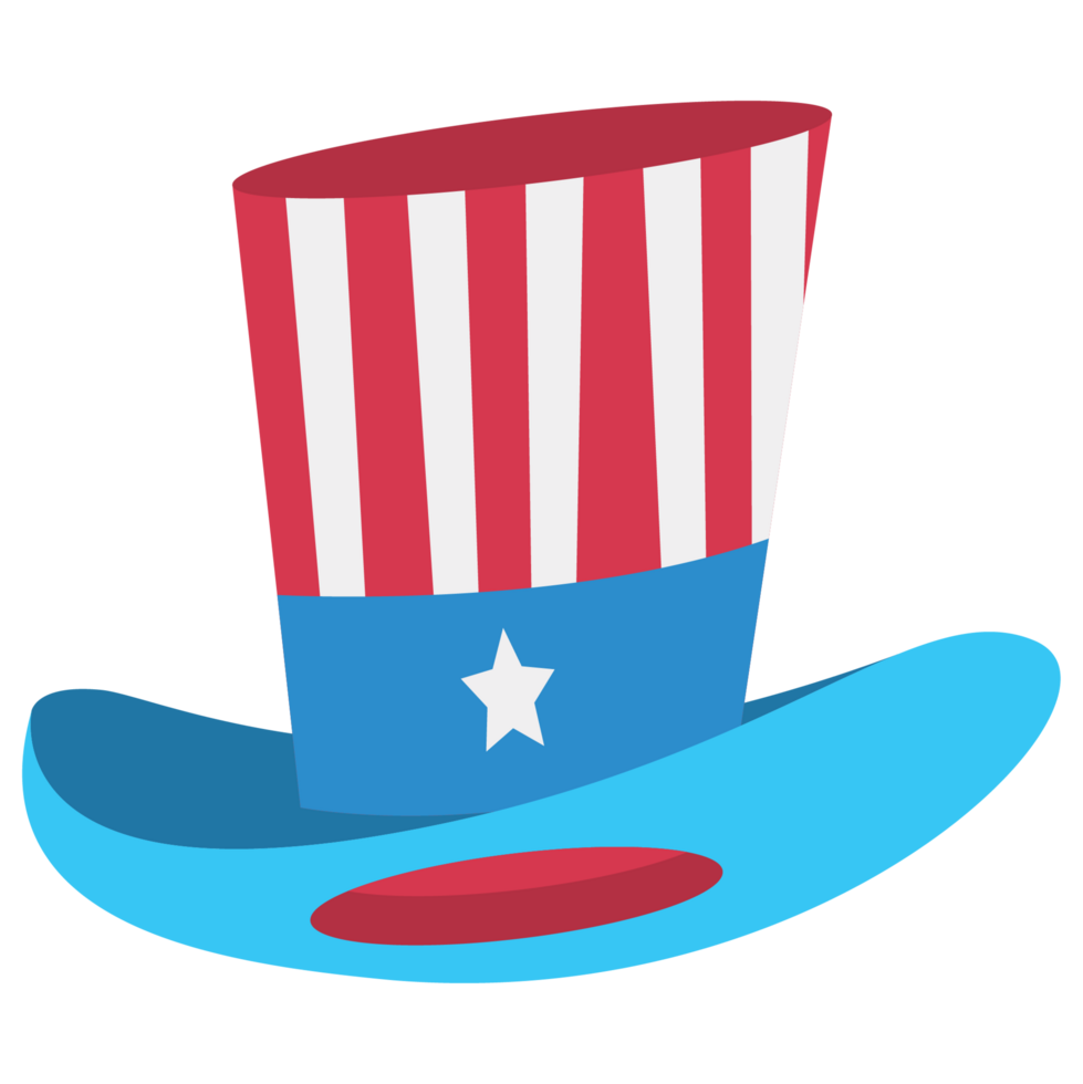 Uncle Sam Hat Memorial Day Color 2D Illustrations png