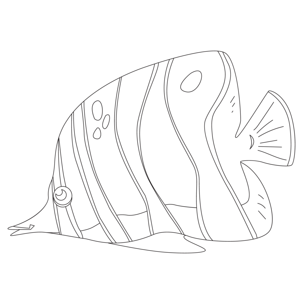 Angel Butterfly Fish 2D Outline Illustrations png