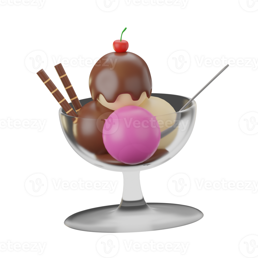 Ice Cream Bowl 3D Illustrations png