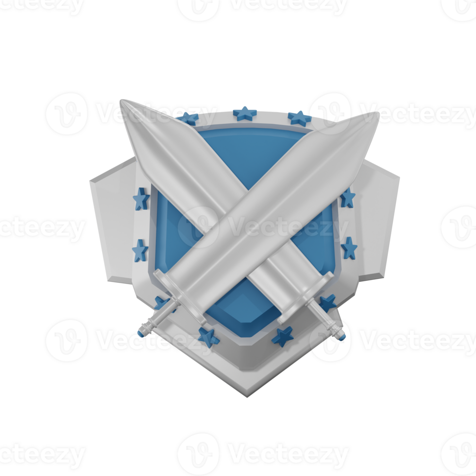 Silver Tier Achievement Badges 3D Illustration png