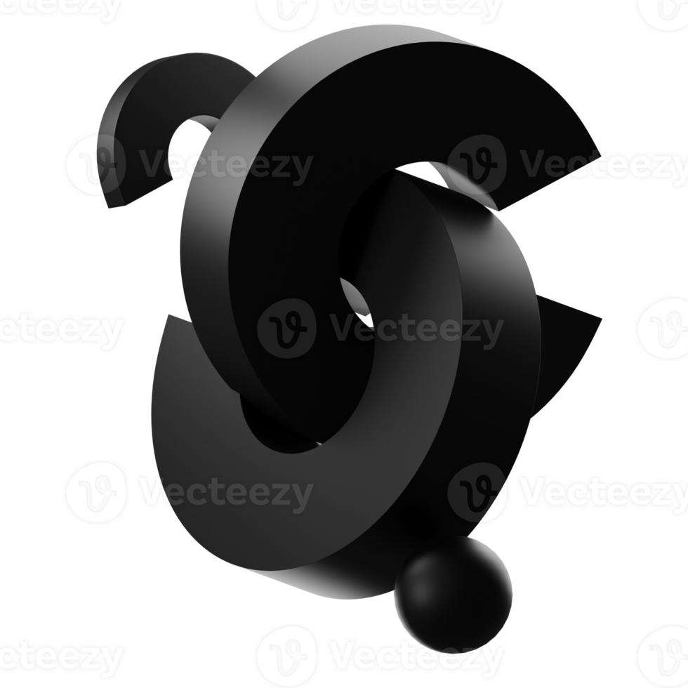 Abstract Shape Black Matte 8 3D Illustration png