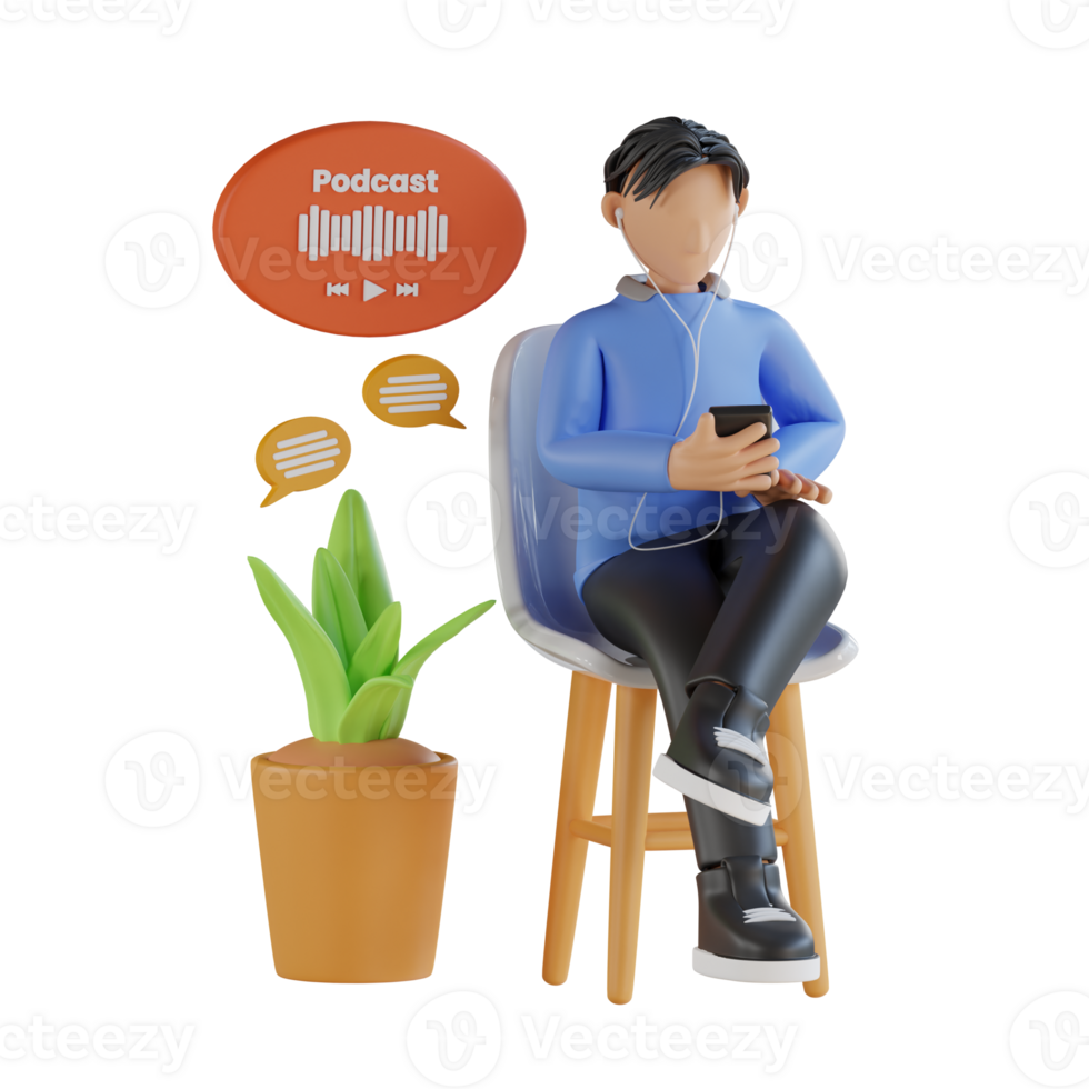People Podcast 3D Illustrations png