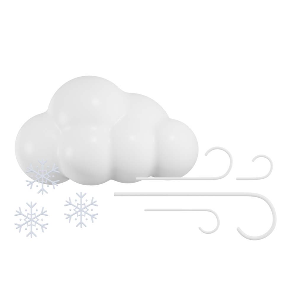 Cloud With Wind and Snow Weather 3D Illustration png