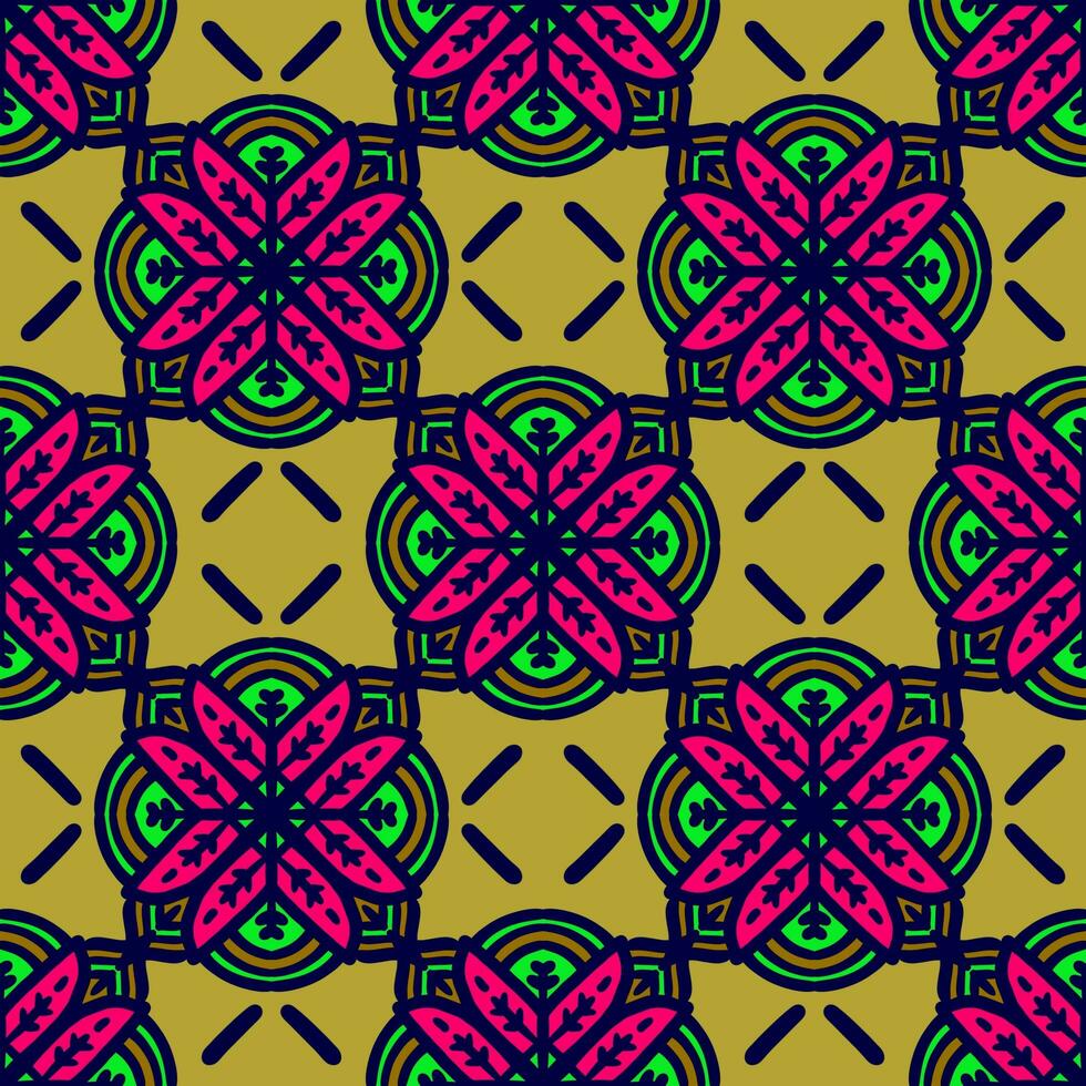 Retro geometric pattern in repeat. Fabric print. Damask style Seamless pattern background, mosaic ornament, vintage style. Design for prints on fabrics photo