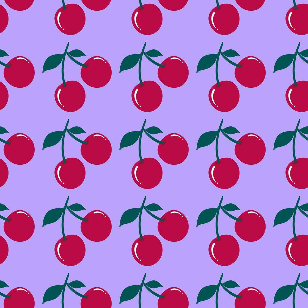 Seamless red cherry pattern design, flat cherry pattern template wrapping paper, fabric print photo