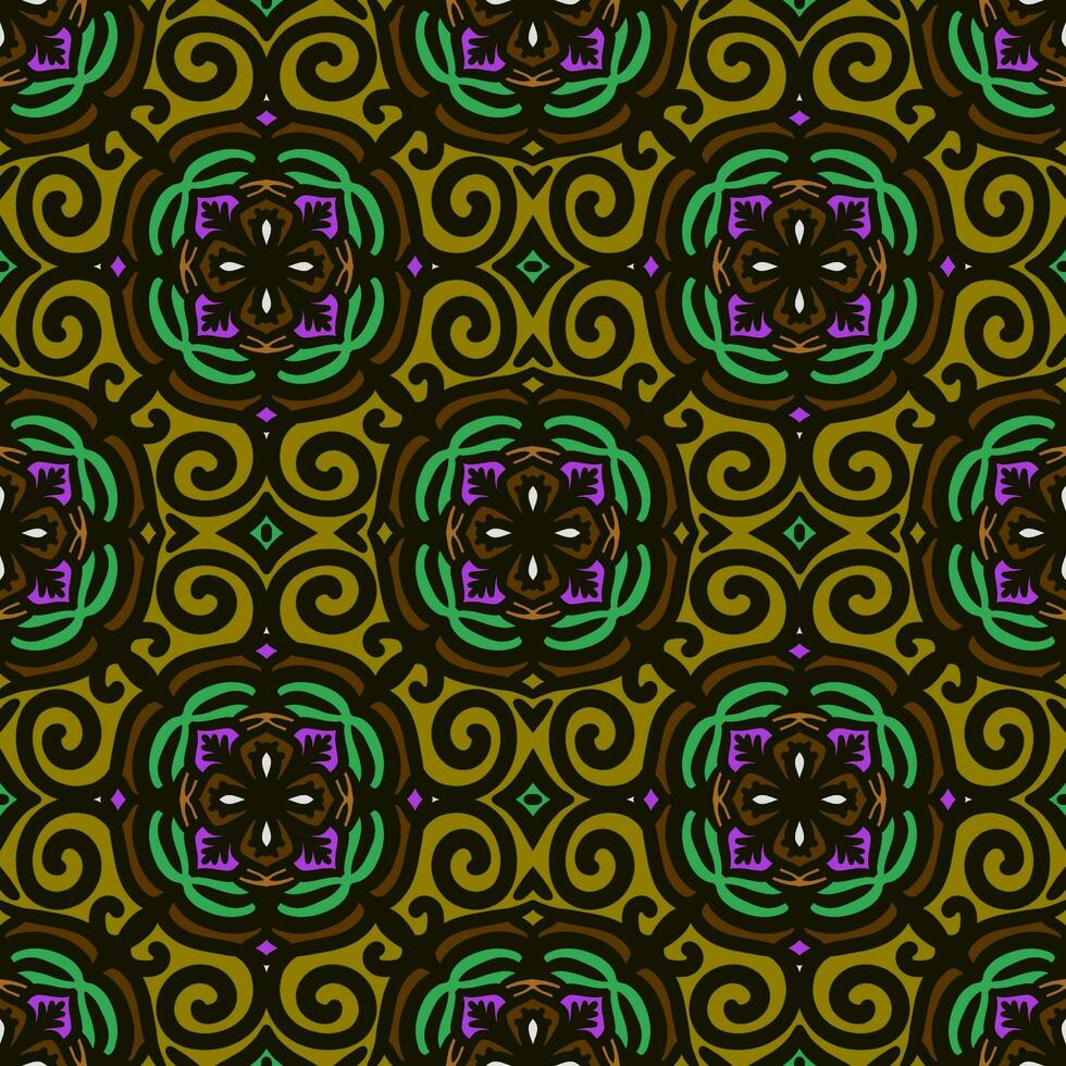 Retro geometric pattern in repeat. Fabric print. Damask style Seamless pattern background, mosaic ornament, vintage style. Design for prints on fabrics photo