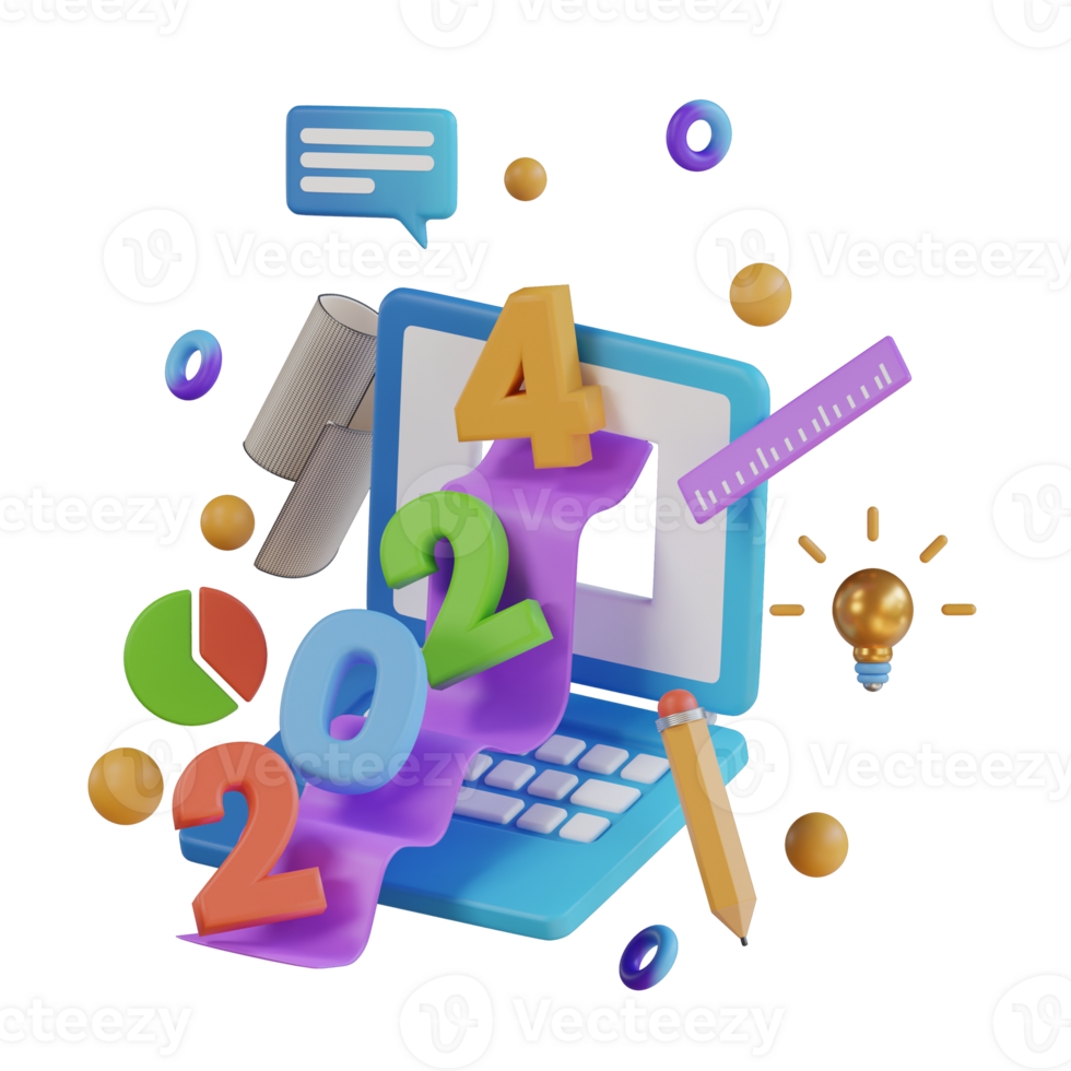 New Years Idea 2024 3D Illustration png