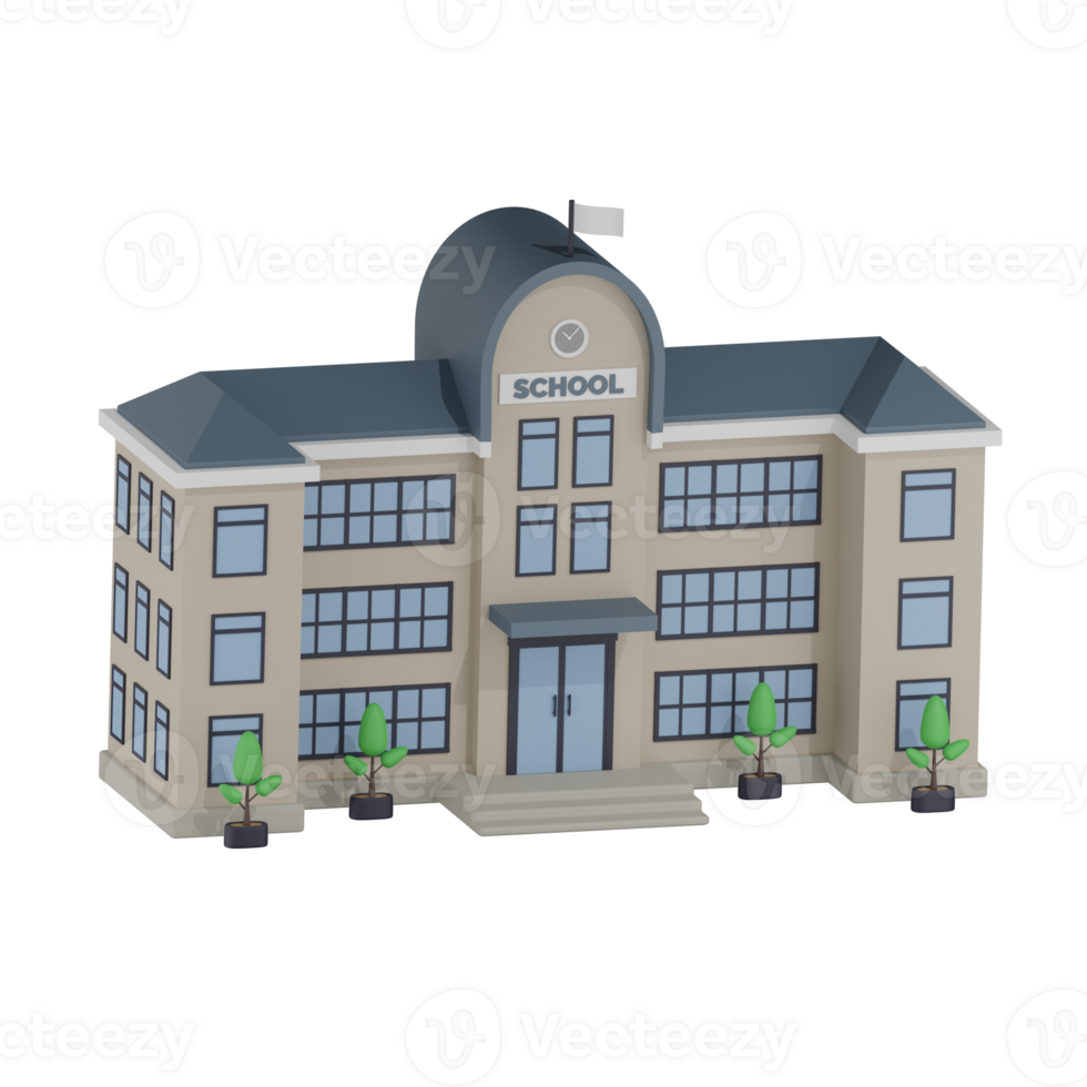 School Building 18 Left Angle 3D Illustration png