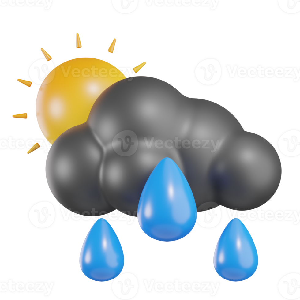 Sonne mit Regen Wetter 3d Illustration png