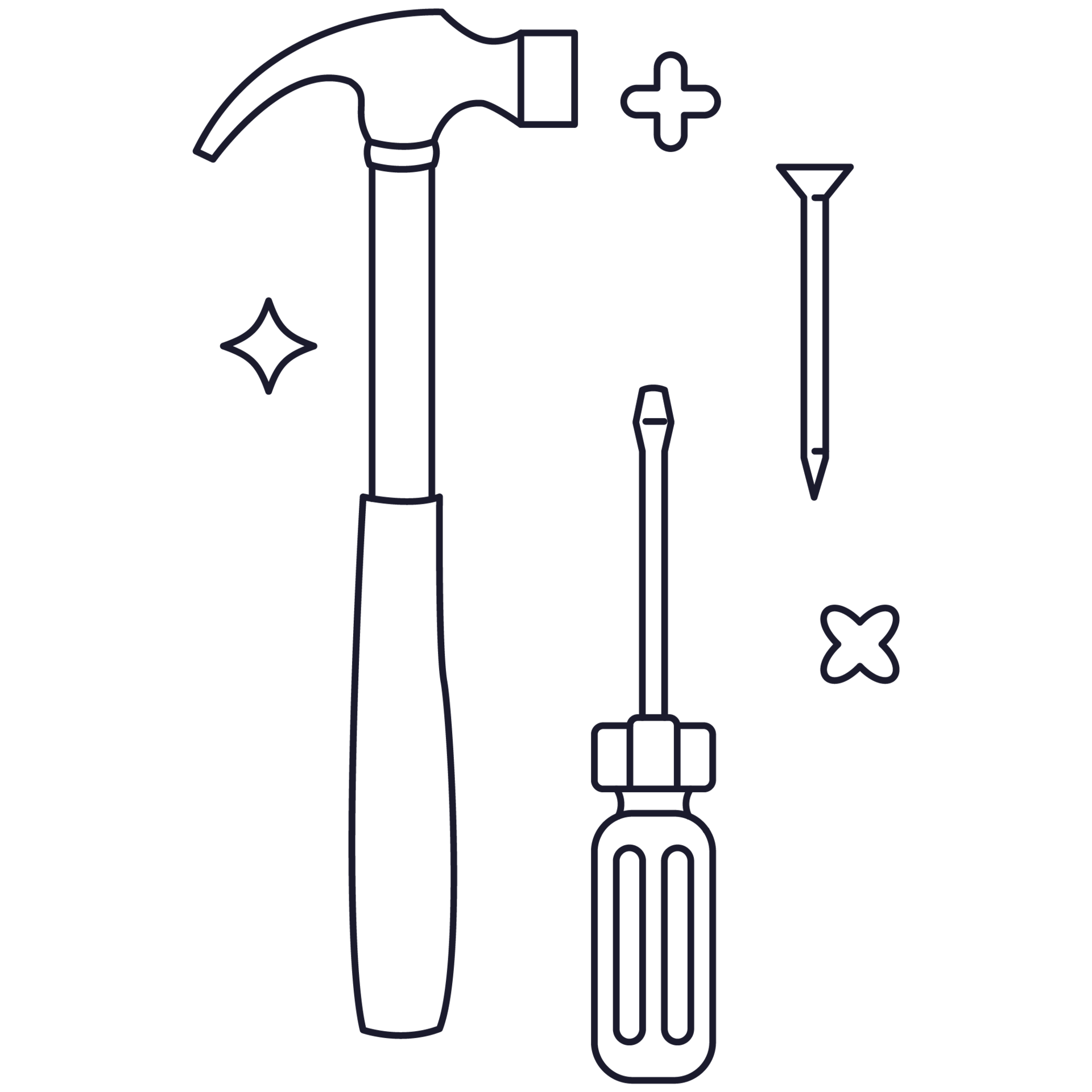 Hammer and Nails Toolkit 2D Outline Illustrations 27118836 PNG