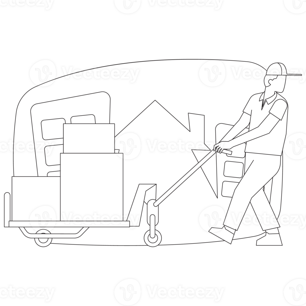 Transporting Goods Package Delivery 2D Outline Illustrations png