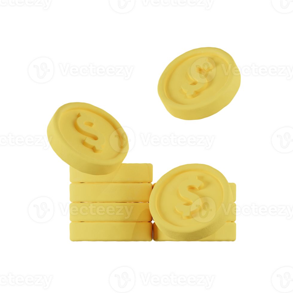 Dollar Coin Clay Essential Object 3D Illustrations png