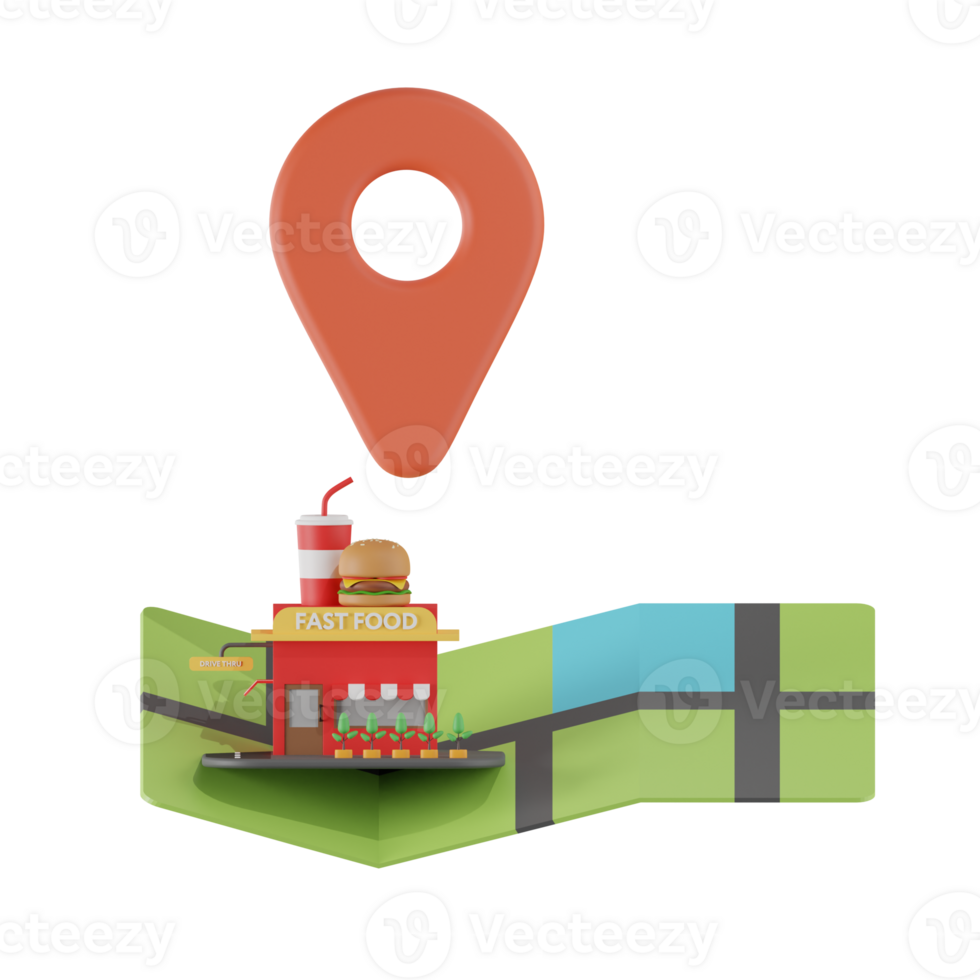 Restaurant Location Fast Food 3D Illustrations png