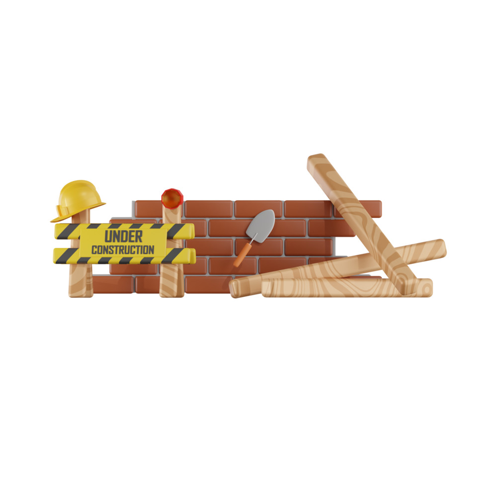 debaixo construção 3d ilustrações png