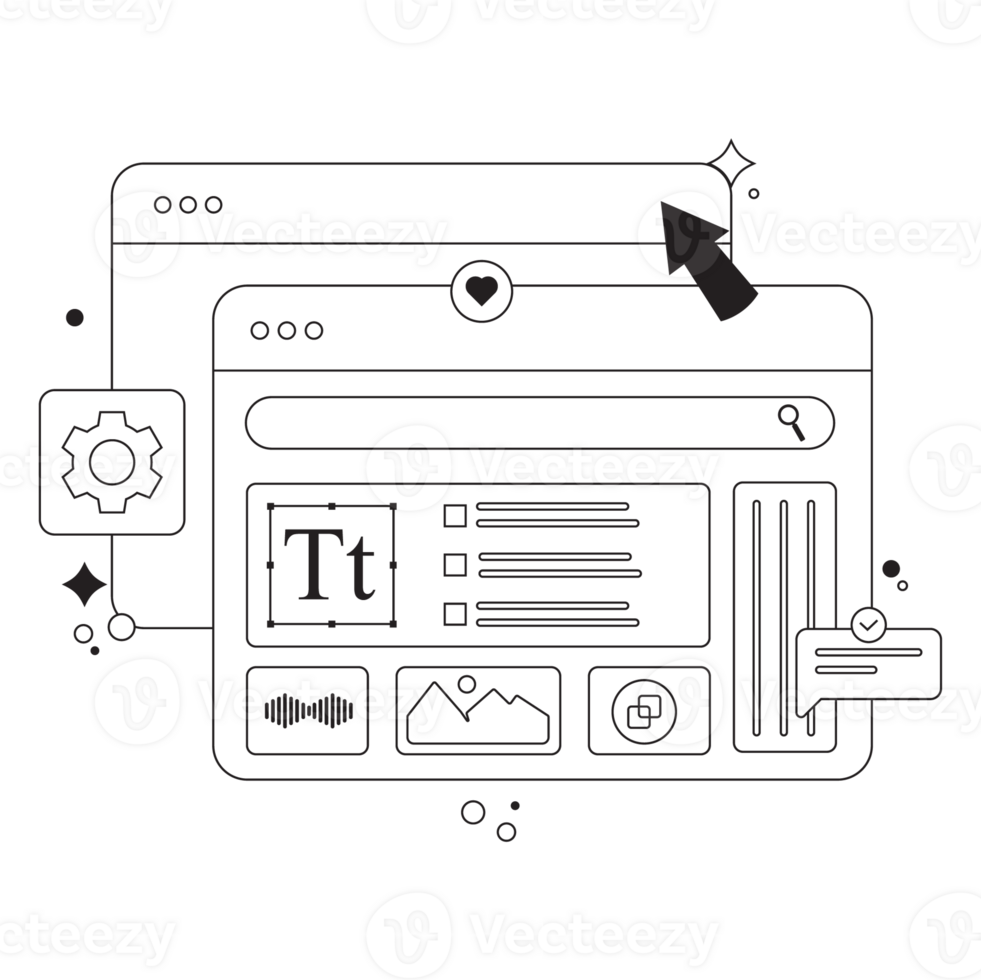 Interface Editing Software Outline 2D Illustration png
