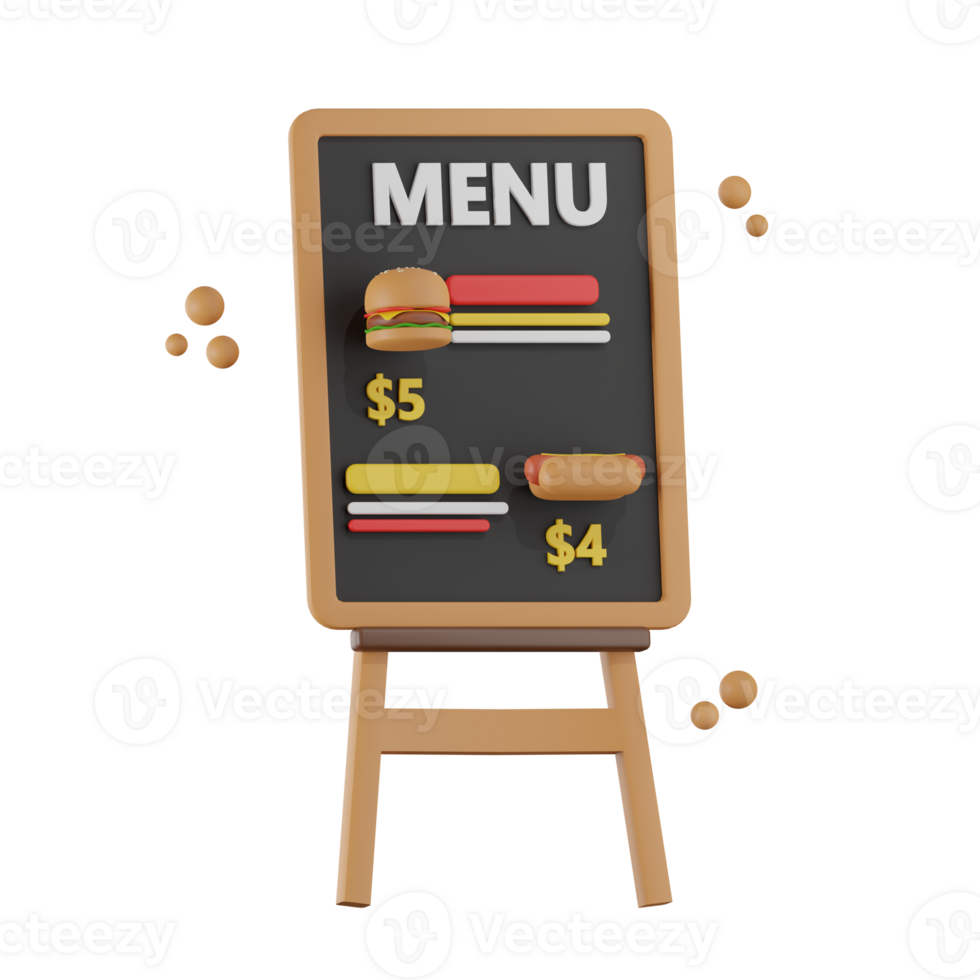 Menu Fast Food 3D Illustrations png