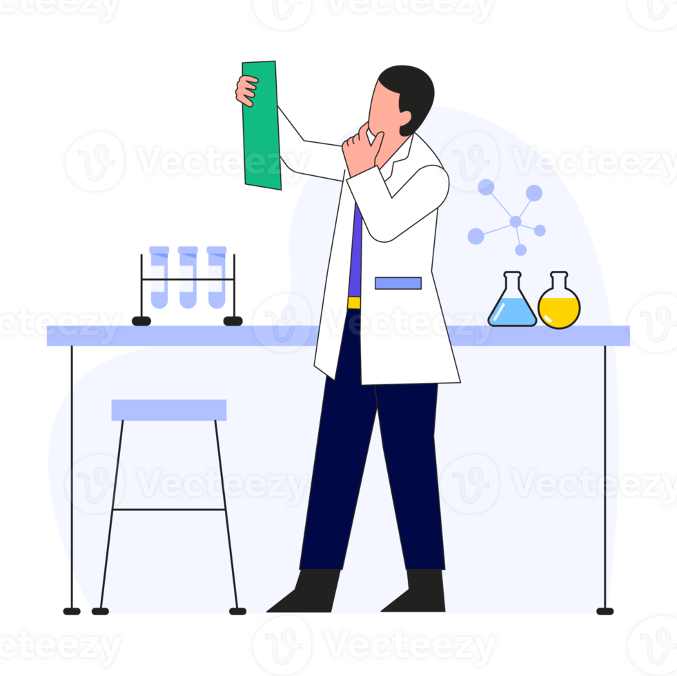 Checking Scientist 2D Color Illustrations png
