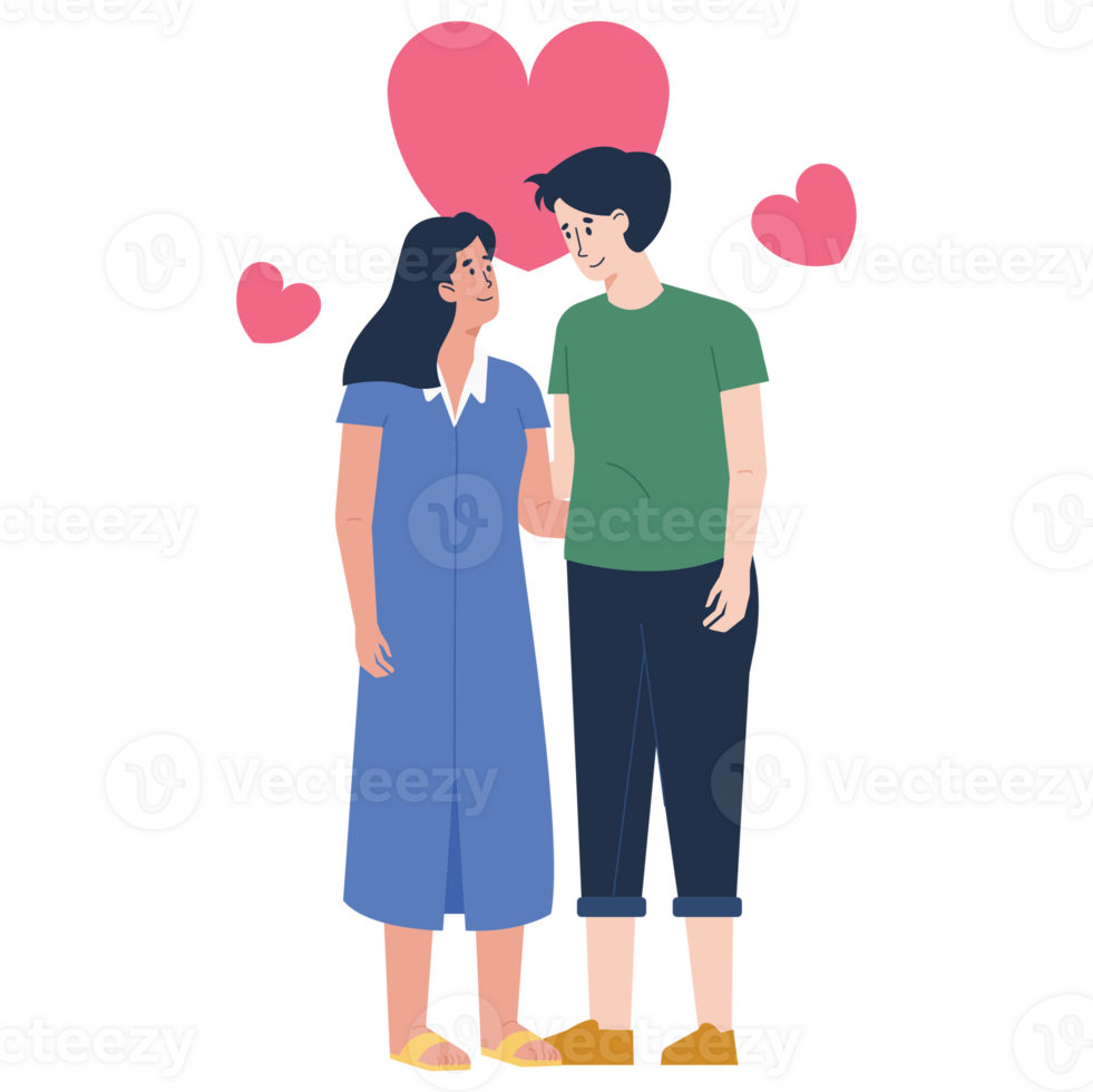 Look at Each Other Valentine Color 2D Illustration png