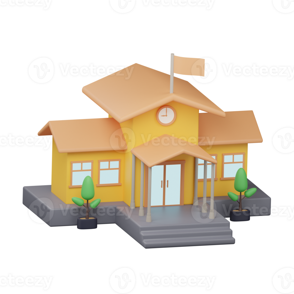 School Building 1 Left Angle 3D Illustration png
