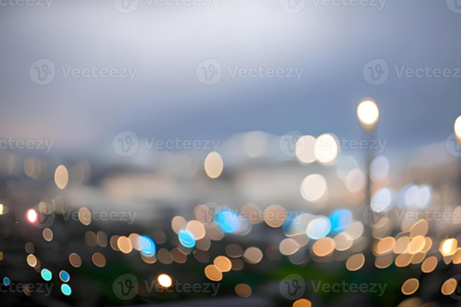 Blur or bokeh abstract lot of lighting at night background. Out of focus dreamy busy night life effect. photo