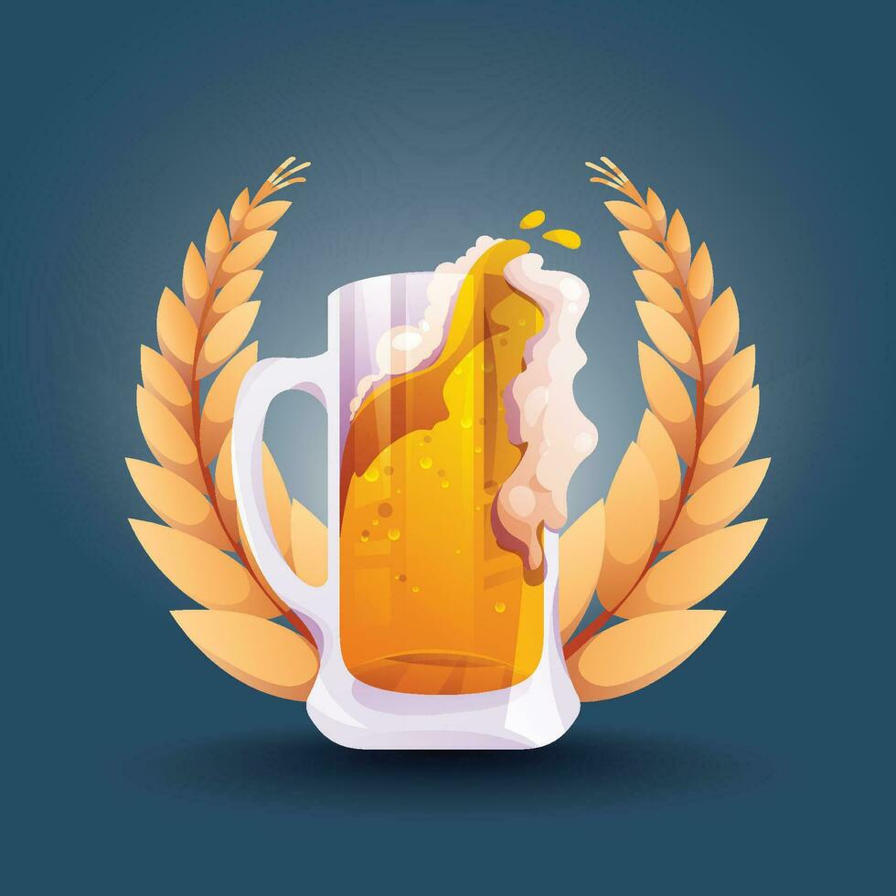 Oktoberfest realistic beer vector badge design