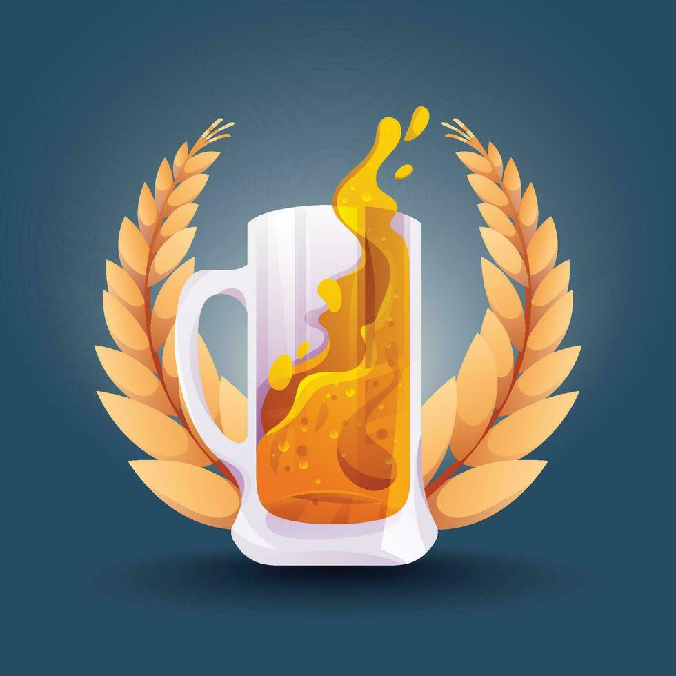 Oktoberfest realistic beer vector badge design