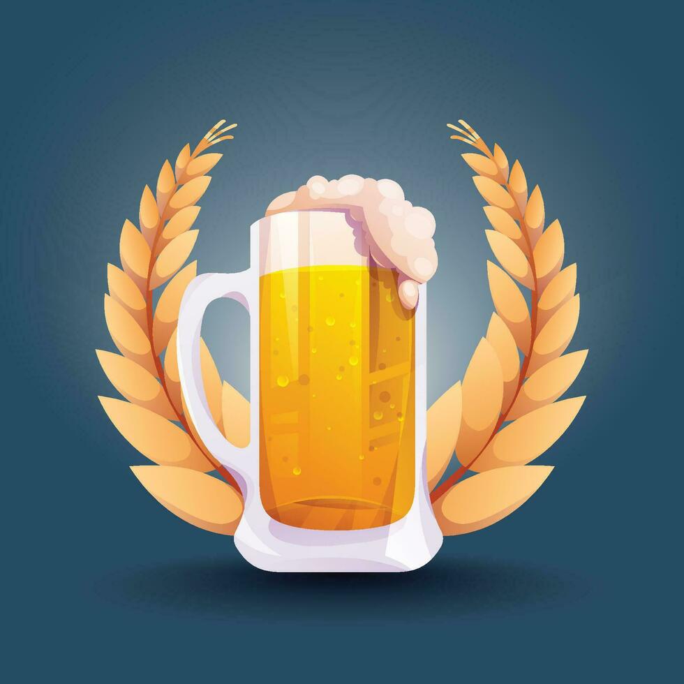 Oktoberfest realistic beer vector badge design