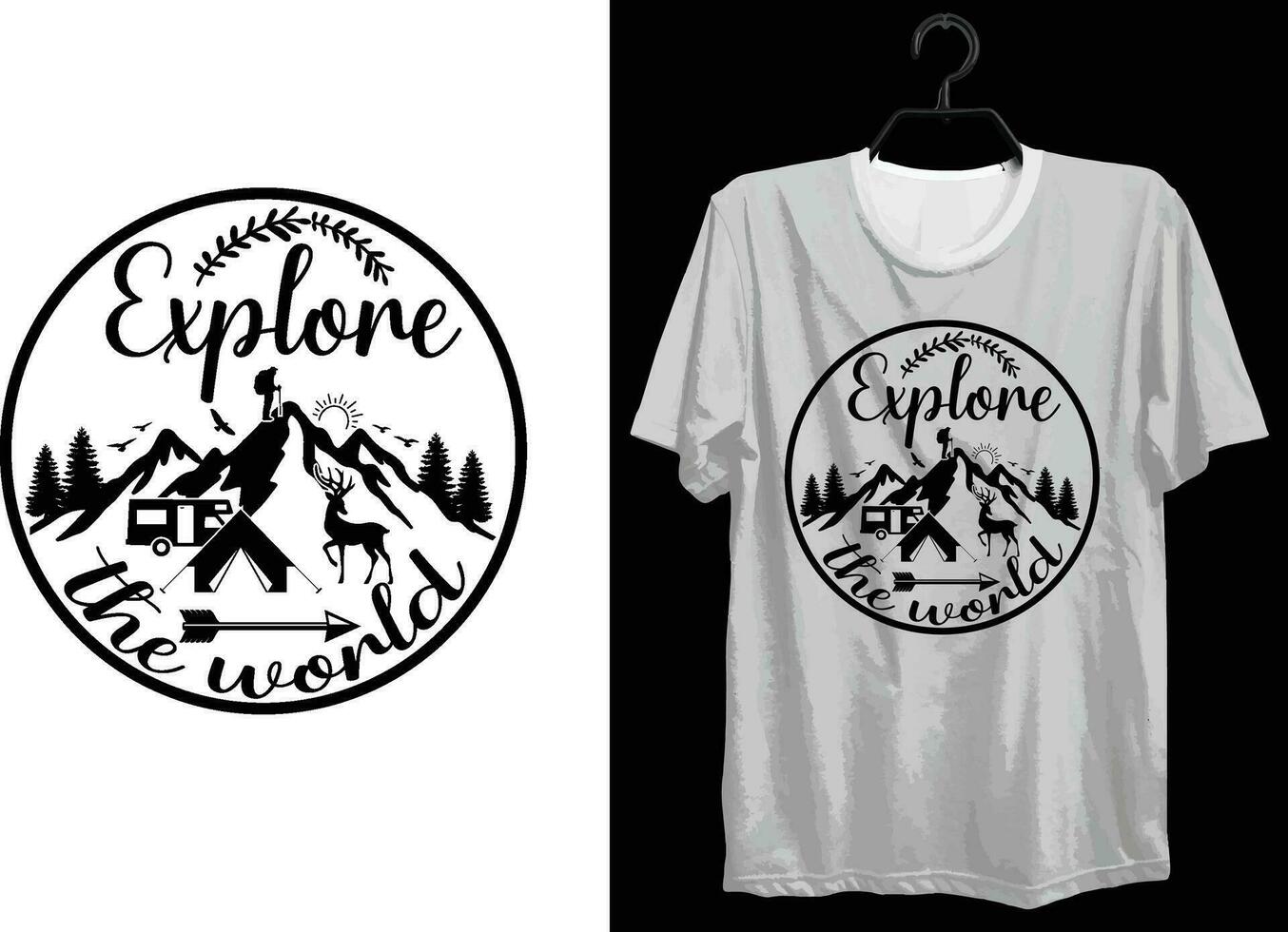 Camping T-shirt Design. Funny Gift Camping T-shirt Design For Camp Lovers. Typography, Custom, Vector t-shirt design. World All Camper T-shirt Design For Adventure