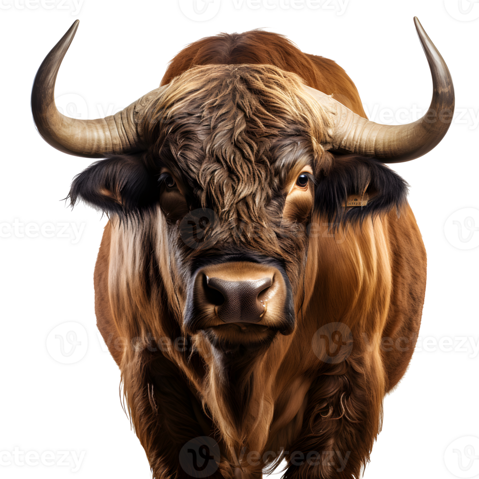 bull with horns isolated on white background ,bull illustration , png