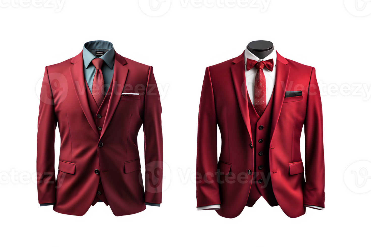 red tuxedo suit mockup on transparent background ,tuxedo isolated cut out ,generative ai png
